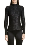 ST. JOHN STATEMENT SEQUIN KNIT MOCK NECK TOP,K52X051