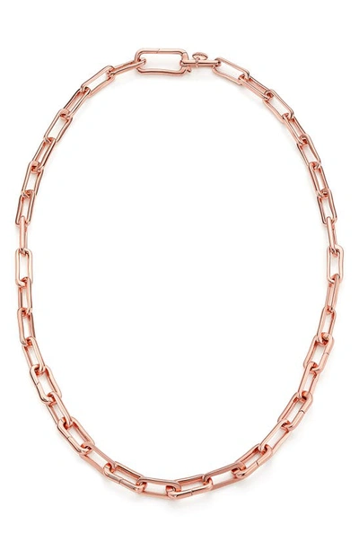 Monica Vinader Alta Capture Charm 18ct Rose Gold-vermeil Link Necklace In Pink