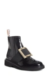 Roger Vivier Viv Ranger Embellished Patent-leather Chelsea Boots In Black