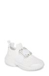 Roger Vivier Viv Run Crystal-embellished Mesh And Leather Slip-on Sneakers In White