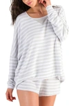 Honeydew Intimates French Terry Sweatshirt In Heather Grey Stripe