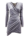 ALEXANDRE VAUTHIER STEEL GREY DRAPED MINI DRESS,11010959