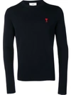 Ami Alexandre Mattiussi Crew Neck Sweater Ami De Coeur Patch In Blue
