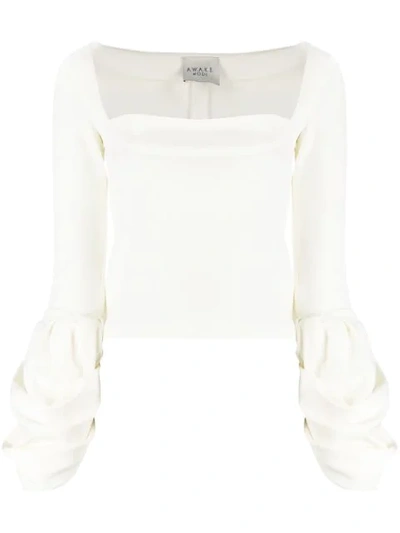 A.w.a.k.e. Top With Gathered Cuffs In White