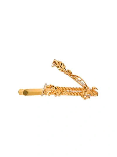 Versace Crystal-embellished Hair Clip In Gold