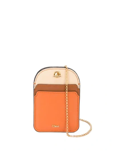 Chloé Orange Women's Chain Strap Card Holder In Brown