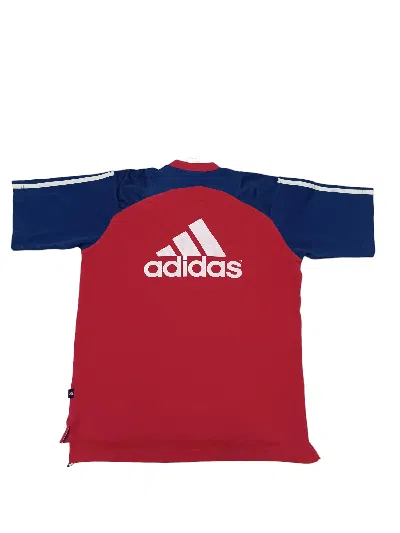 Pre-owned 1990x Clothing X Adidas Vintage 90's Polyester Biglogo Tee Jersey Style In Red