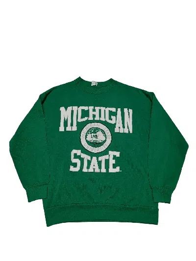 Pre-owned 1990x Clothing X American College Michigan State University Vintage Made In Usa Sweatshirt 90's In Green