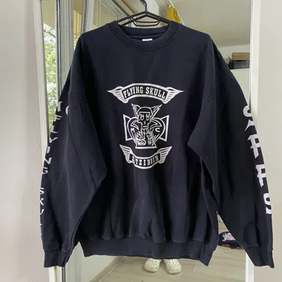 Pre-owned 1990x Clothing X Avant Garde Flying Skull Squadron Sweatshirt Boxy Fit Japan Style In Black