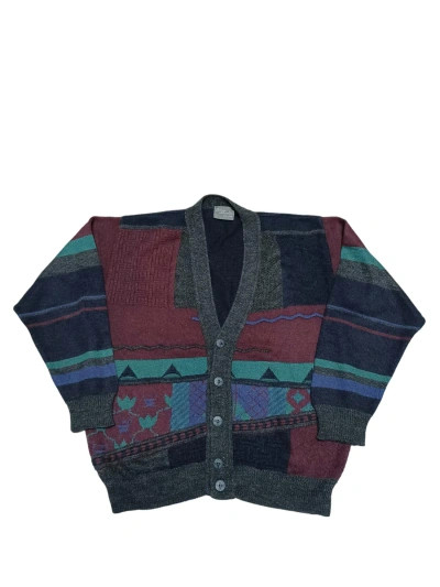 Pre-owned 1990x Clothing X Cashmere Wool Vintage Cardigan Wool 90's Made In Multicolor