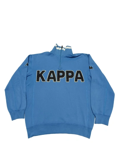 Pre-owned 1990x Clothing X Kappa Vintage 90's Italia 1/4 Quater Zip Hoodie Biglogo In Blue