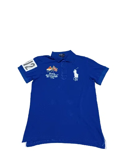 Pre-owned 1990x Clothing X Polo Ralph Lauren Fantastic Vintage Prl France Embroidered Logos Polo Shirt In Blue