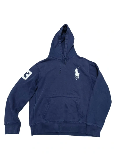Pre-owned 1990x Clothing X Polo Ralph Lauren Polo Ralph Laurent 90's Vintage Biglogo Embroidered Zip Hoodie In Faded Blue