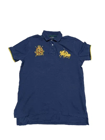 Pre-owned 1990x Clothing X Polo Ralph Lauren Polo Ralph Laurent Vintage Embroidered Logos Polo Shirt In Dark Blue