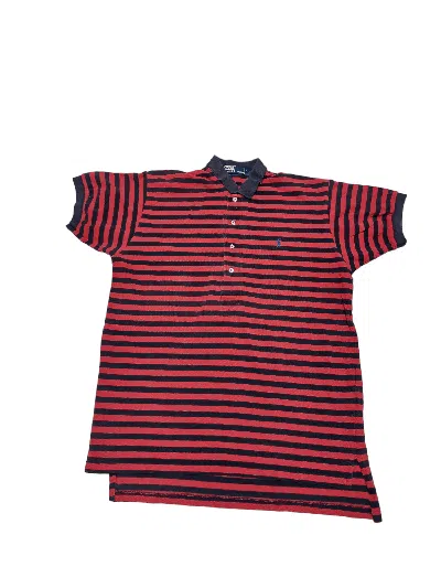 Pre-owned 1990x Clothing X Polo Ralph Lauren Vintage 90's Polo Ralph Laurent 1/3 Striped Polo Shirt (size Large)