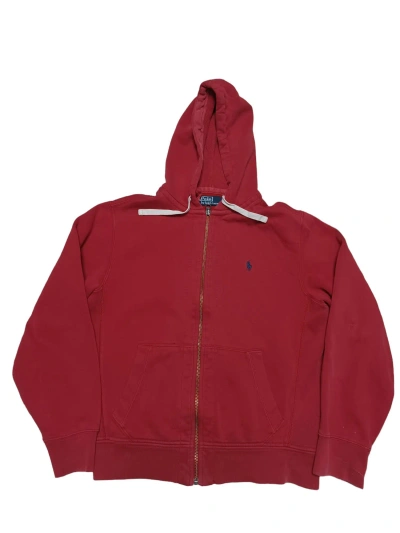 Pre-owned 1990x Clothing X Polo Ralph Lauren Vintage 90's Polo Ralph Laurent Red Zip Hoodie (size Medium)