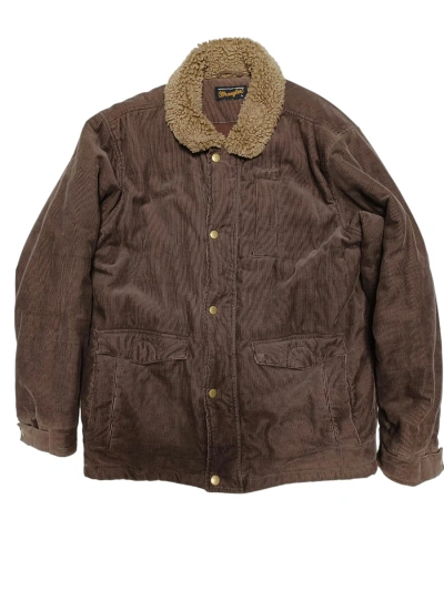 Pre-owned 1990x Clothing X Vintage 90's Wrangler Velvet Corduroy Heavy Jacket Coat In Brown