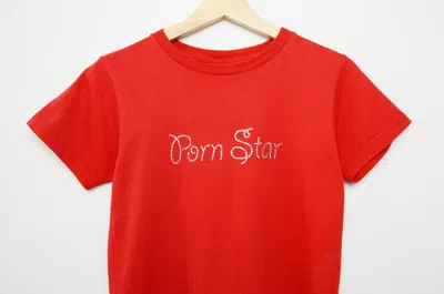 Pre-owned 1990x Clothing X Vintage Porn Star Swarovski T Shirt In Red