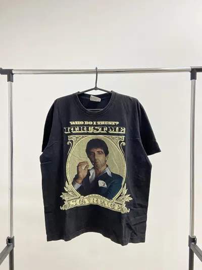 Pre-owned 1990x Clothing X Vintage Tony Montana Scarface Vintage Tee Who Do I Trust? I Trust Me In Black