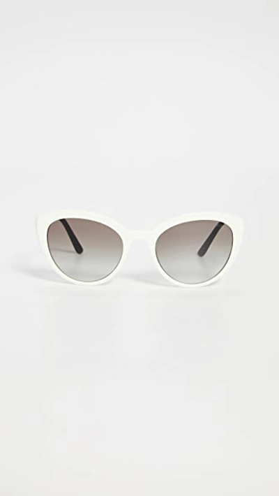 Prada Classic Cat Eye Sunglasses In White/ Grey Gradient