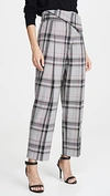 3.1 Phillip Lim Checked Asymmetric Tapered Trousers In White/navy/hot Pink