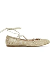 ETRO Lace-Up Embroidered Satin Ballet Flats