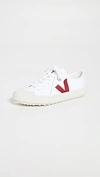 Veja Nova Sneakers In Cotton Canvas With Contrasting Logo In White/marsala