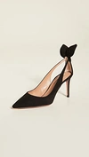 AQUAZZURA 85MM BOW TIE PUMPS BLACK,AQUDB30703