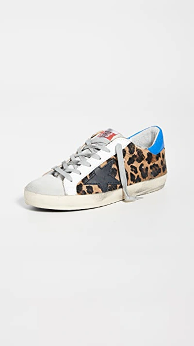 Golden Goose Superstar Leopard-print Low-top Calf-hair Trainers In White