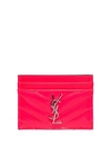 Saint Laurent Monogram Grained-leather Cardholder In Pink