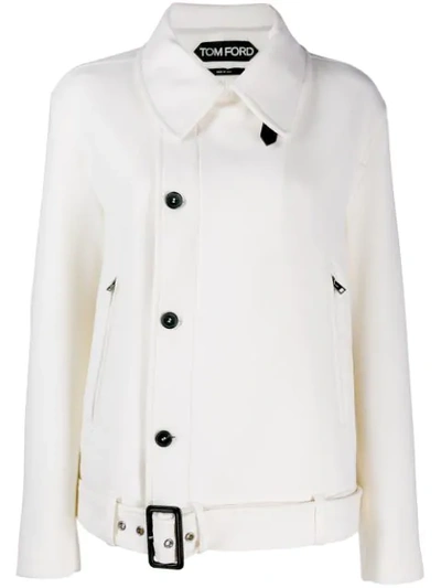 Tom Ford Belted Loose-fit Jacket In White