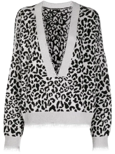 Alanui Leopard Pattern Cotton-silk Sweater In Grey ,black