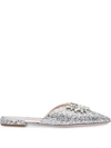 Miu Miu Embellished Glittered Mules In Silver