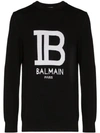 BALMAIN INTARSIA KNIT LOGO JUMPER