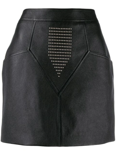 Saint Laurent Studded Leather Mini Skirt In Black