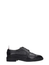 THOM BROWNE LACE UP SHOES IN BLACK LEATHER,11011291