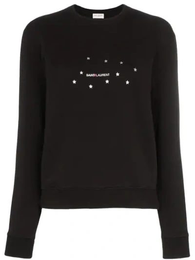 Saint Laurent Small Logo Print Sweatshirt In Black,silver