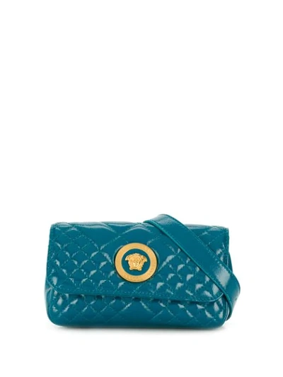 Versace Icon Quilted Patent Leather Belt Bag In Kdaot Aqua Oro