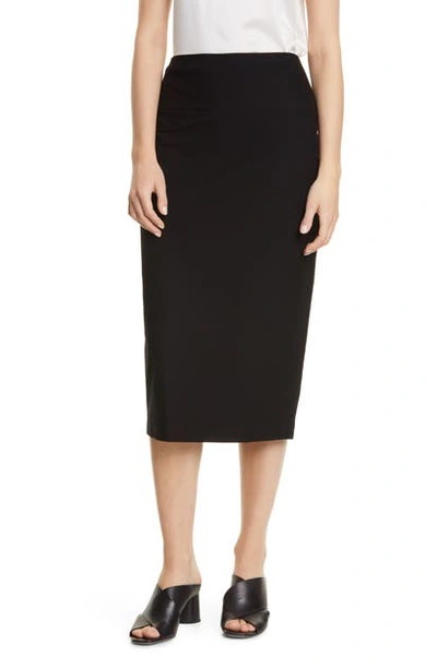 Eileen Fisher Stretch Crepe Midi Pencil Skirt In Black