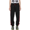 PALM ANGELS PALM ANGELS BLACK AND RED SIDE TAPE LOUNGE PANTS