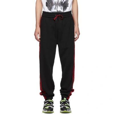 Palm Angels Black And Red Side Tape Lounge Trousers In 1020 Blkred