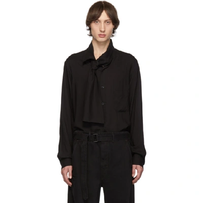 Yohji Yamamoto 黑色披肩衣领衬衫 In Black