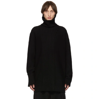 Yohji Yamamoto Oversized Knit Turtleneck Wool Jumper In Black