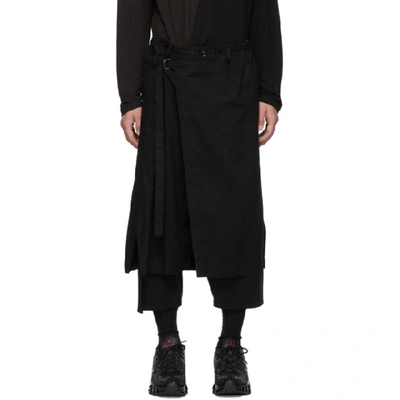Yohji Yamamoto 黑色刺绣裹身长裤 In Black