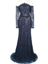 TADASHI SHOJI TULLE-PANELLED LACE GOWN