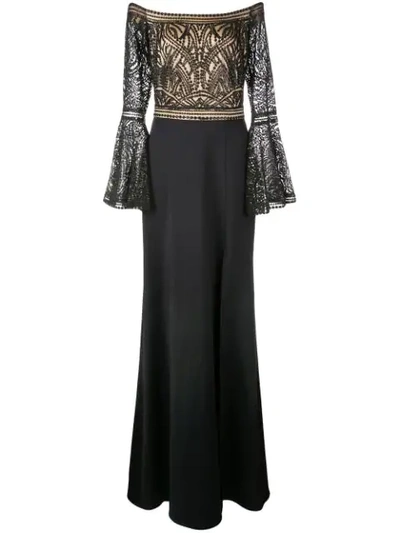 Tadashi Shoji Sequinned Strapless Gown In Black