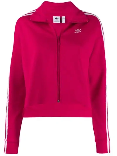 Adidas Originals Triple Stripe High/low Track Jacket In Pink