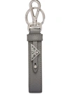 Prada Saffiano Leather Loop Keyring In Grey