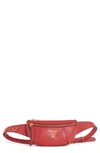 Prada Daino Leather Belt Bag - Red In Rosso