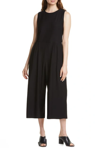 Eileen Fisher Petite Cropped Ponte Tank Jumpsuit In Black